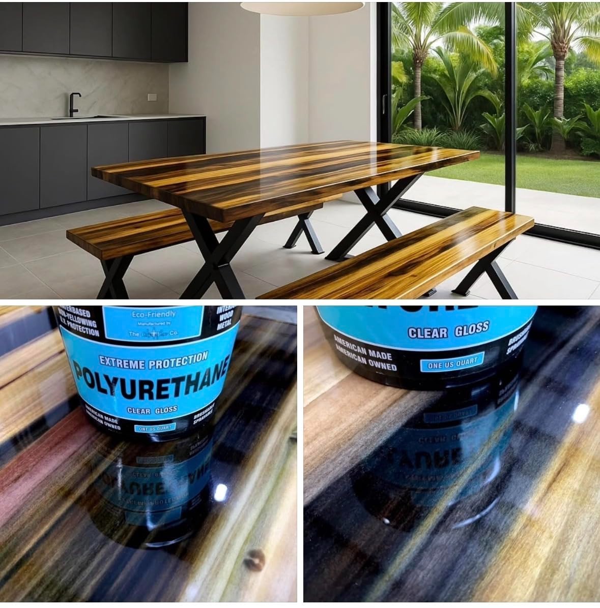 Durable Water Cleanup Polyurethane Gloss, 16oz – UV Protection & Scratch Proof