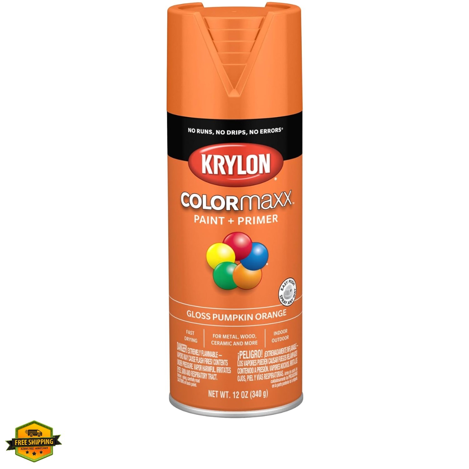 ColorMaxx 12 Oz. Gloss Spray Paint, Pumpkin Orange – 1 Each