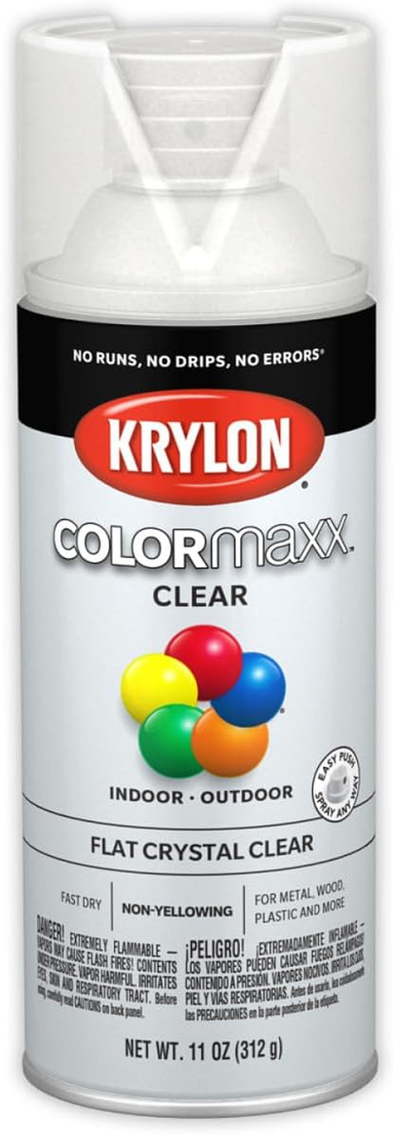 K05547007 Colormaxx Acrylic Clear Finish for Indoor/Outdoor Use, Flat Crystal Cl