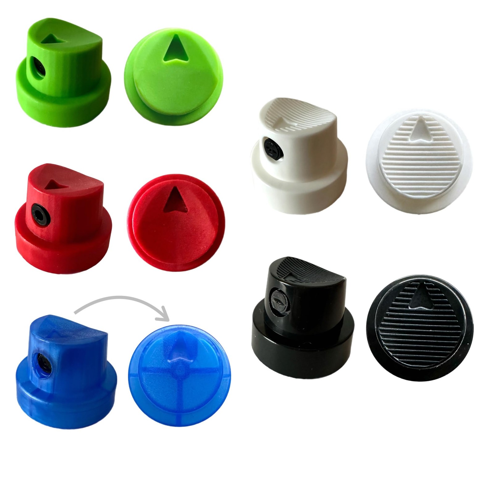 6pc (1 pk) Replacement Spray Paint Caps For Female Cans Variety Pack Aerosol