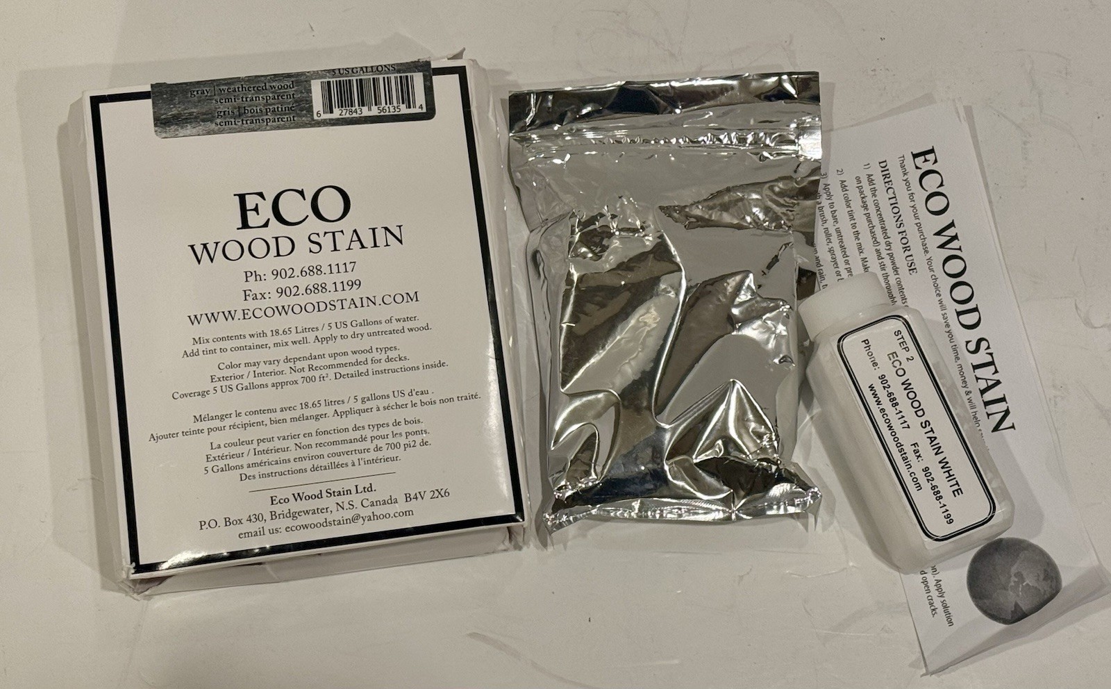 Eco Wood Stain Kit Gray Weathered Wood 5 Gallon Concentrate Semi-Transparent NEW