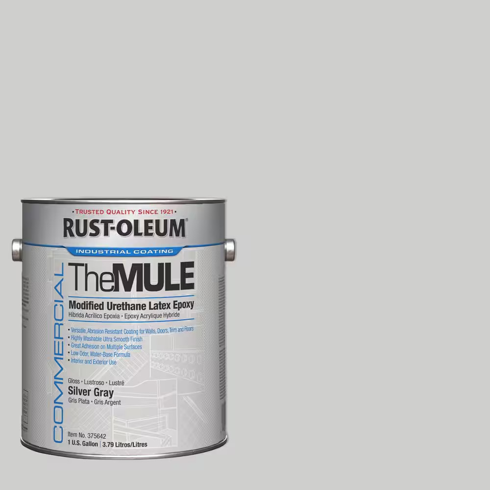 1 Gal. the Mule Gloss Silver Gray Latex Epoxy Interior Paint