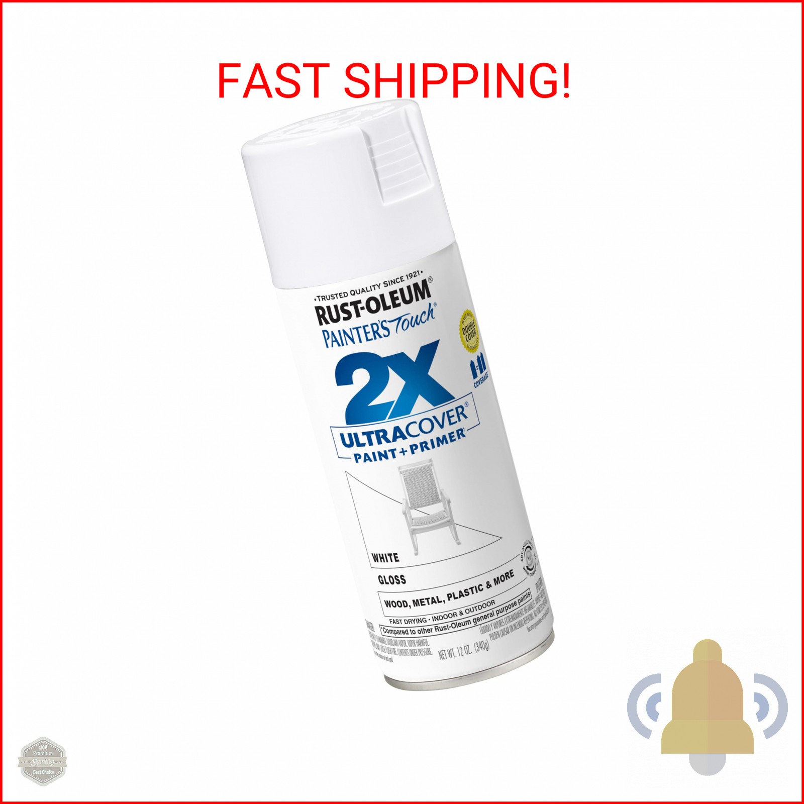 Rust-Oleum Painter’s Touch 2X Ultra Cover Spray Paint, Gloss White