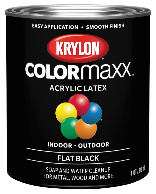 Krylon K05647007 COLORmaxx Brush On Paint, Quart, Black