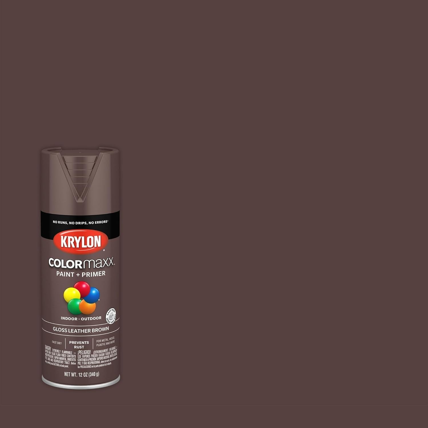 Krylon COLORmaxx 12oz Gloss Leather Brown Spray Paint & Primer – Rust Resistant