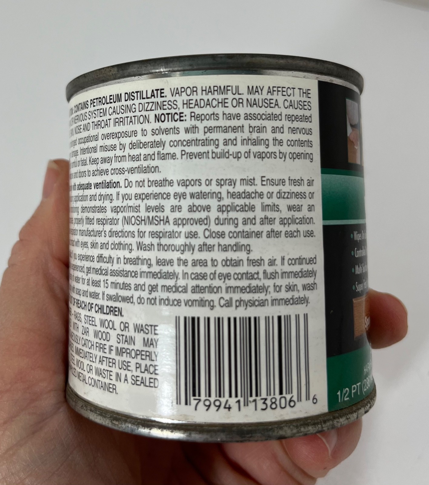 Zar SPANISH OAK 138 Oil-Based Interior Wood Stain Multi-Surface 1/2 Pint (8oz)