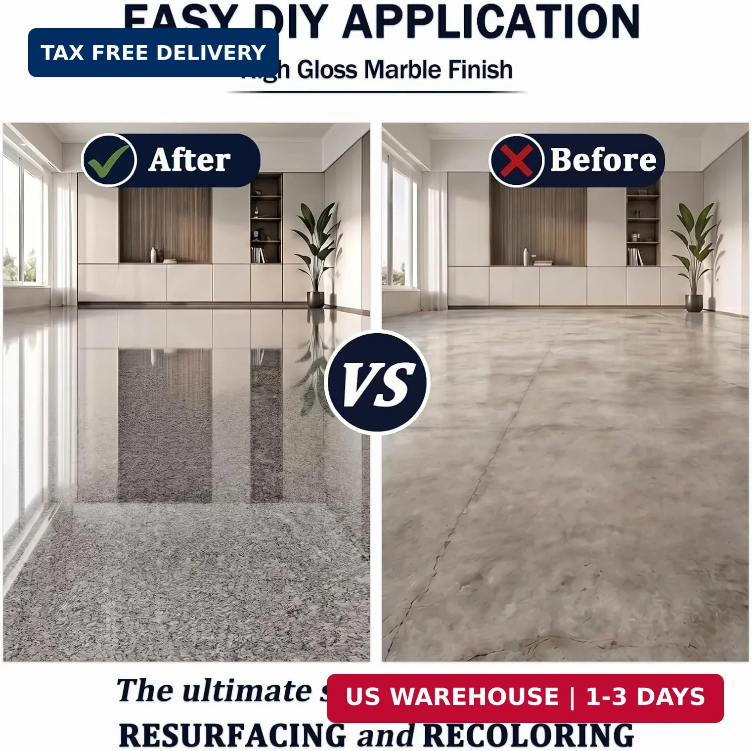 Epoxy Colored Sand Floor Paint for Concrete, Self-Leveling Coating | High-Gloss,