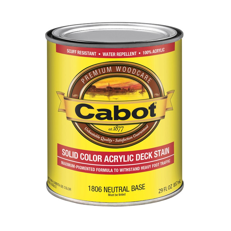 Cabot Solid Color Acrylic Deck Stain & Sealer Tintable Neutral Base 1 qt (4-PK)