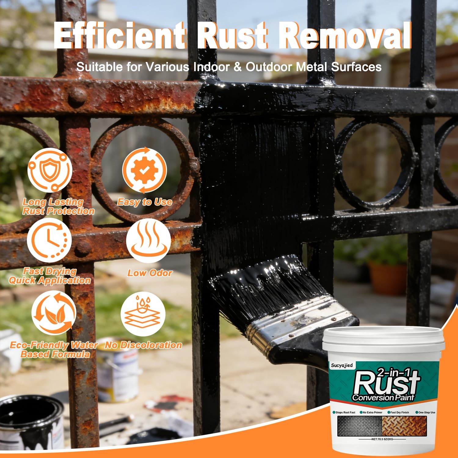 Rust Converter Metal Paint 2-In-1 Rust Remover Primer Anti Rust Treatment