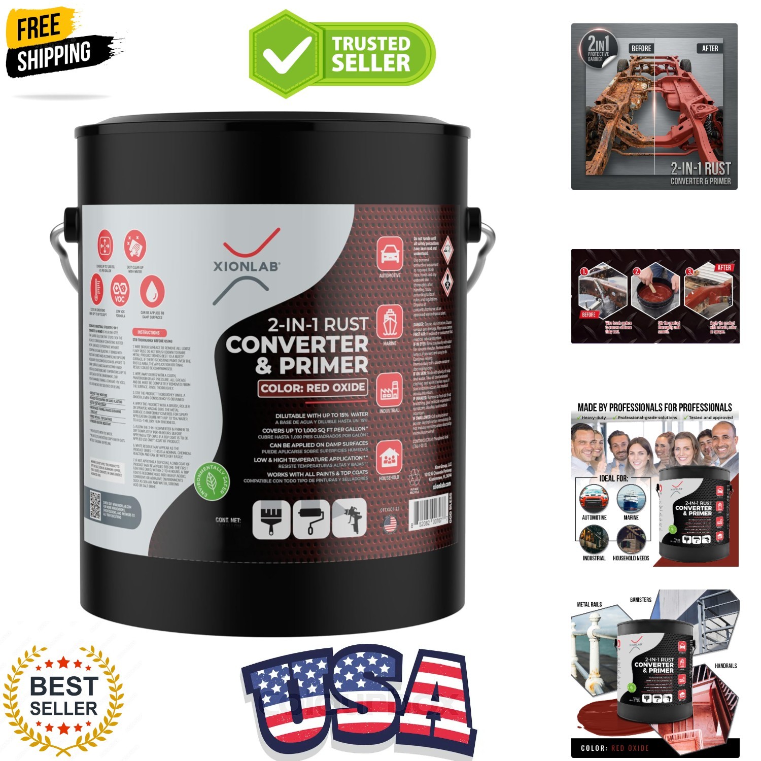 2-in-1 Rust Converter & Metal Primer – 1 Gallon Red Rust Paint Inhibitor for …