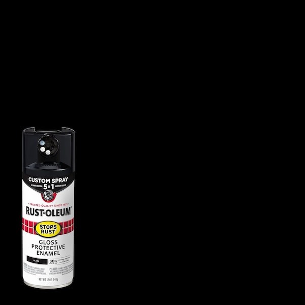 Rust-Oleum 376884 Rust Preventative Spray Paint, Black, Gloss, Solvent, 12 Oz