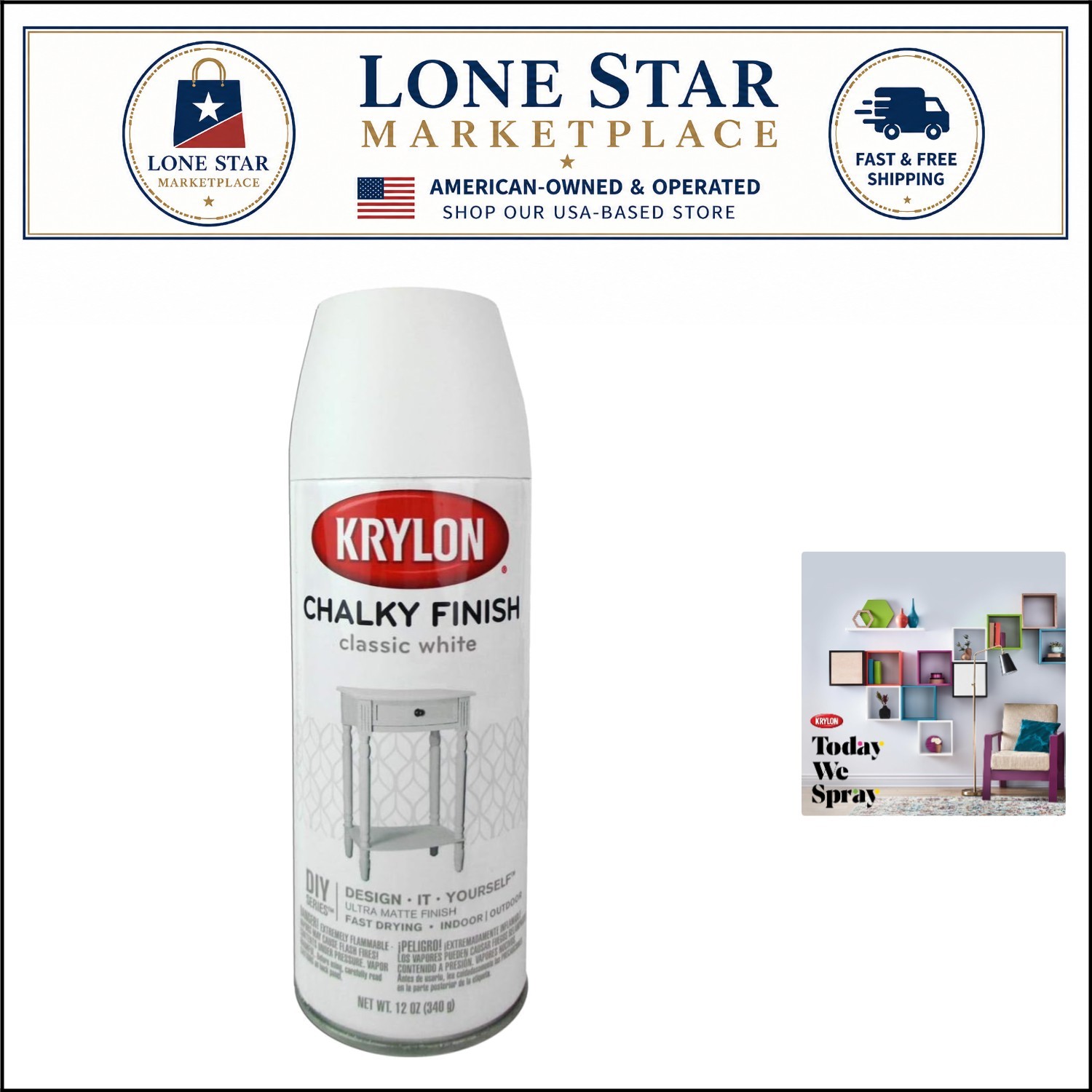Versatile 12 Oz Spray Paint in Classic White – No Primer Needed, Sandable