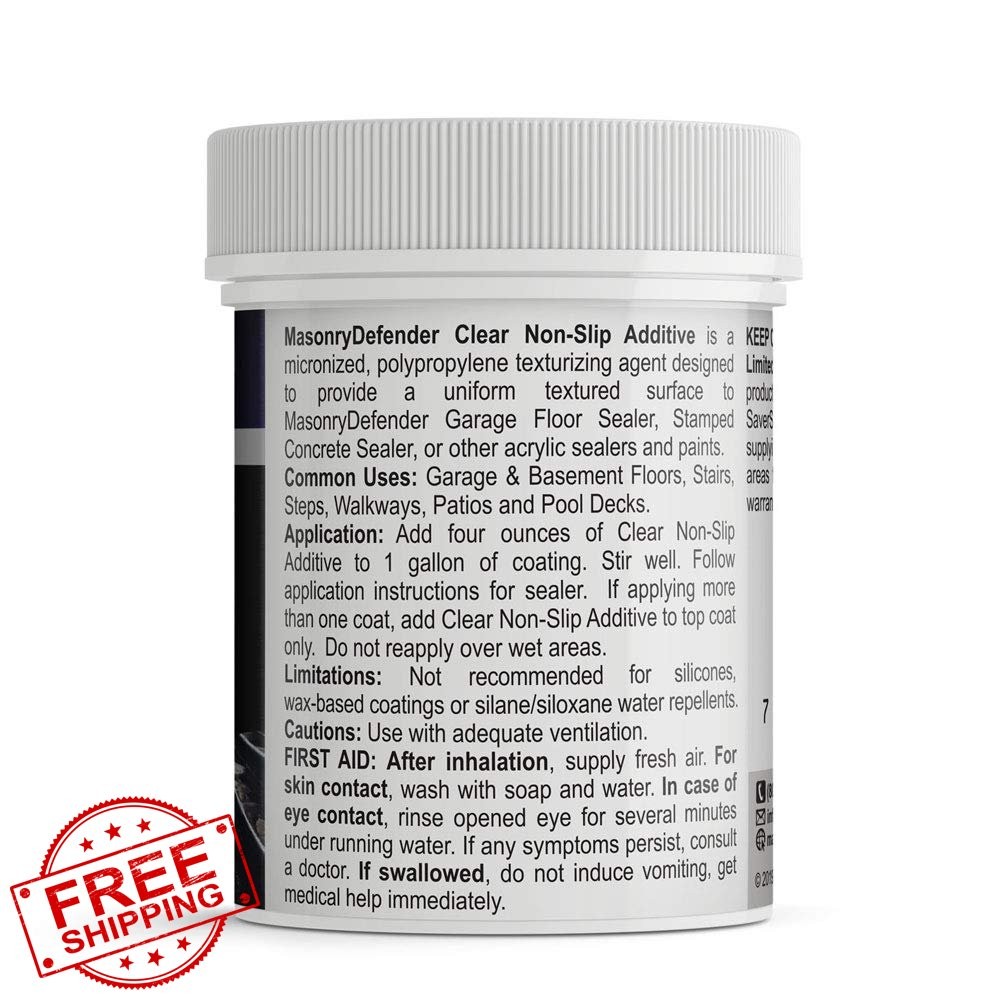 MasonryDefender Non Slip Grit Additive, Clear Floor Grip for Sealers, 4 oz