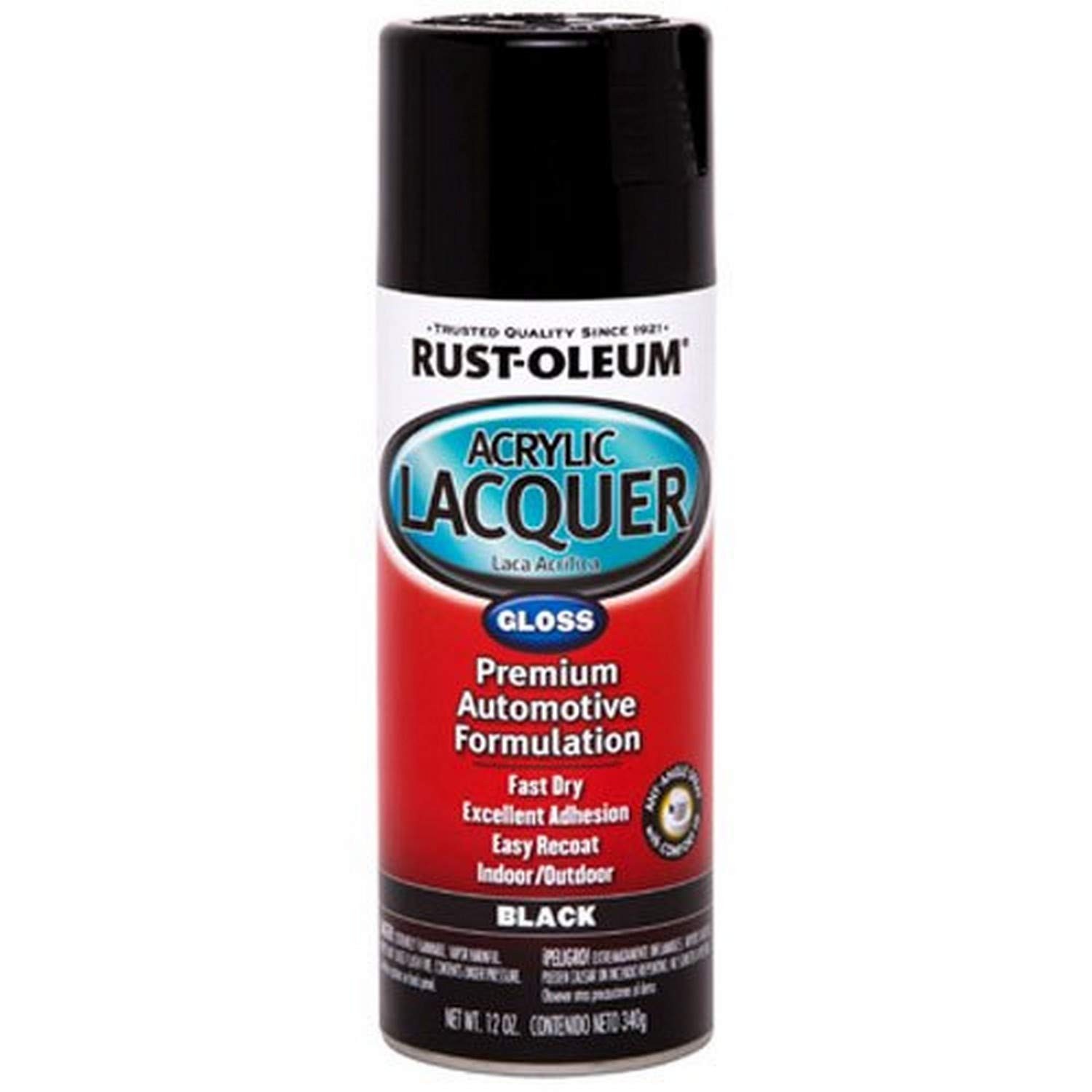 Rust Oleum Automotive Acrylic Lacquer Spray Paint Gloss Black 12 Ounce Can