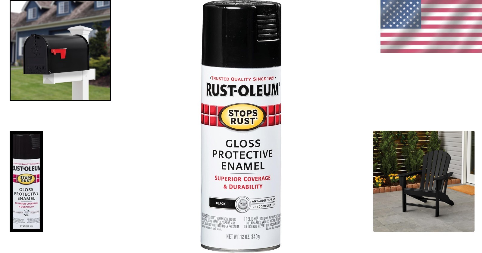 Aerosol Gloss Black Paint 12 Ounce Rust Resistant Coating for Interior Exterior