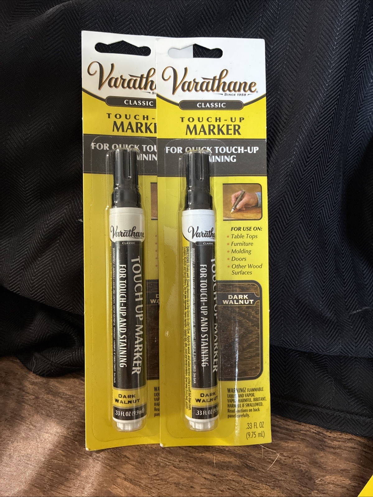 Lot 2 RustOleum Varathane Classic Stain Touch-Up Marker Dark Walnut .33 FL Oz