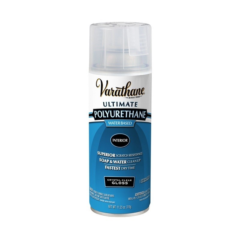Gloss Crystal Clear Polyurethane Spray Interior Wood Protector Low Odor Fast Dry