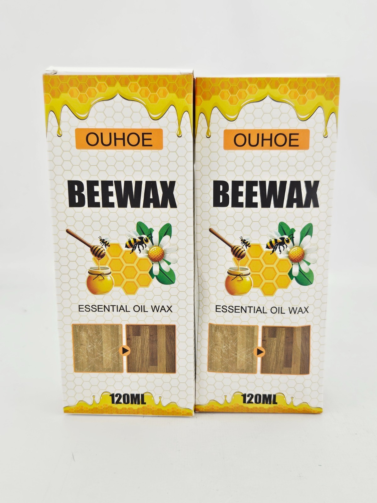 Ouhoe Beewax Essential Oil Floor Wax Hardwood 120ml Lot of 2 BB3/28