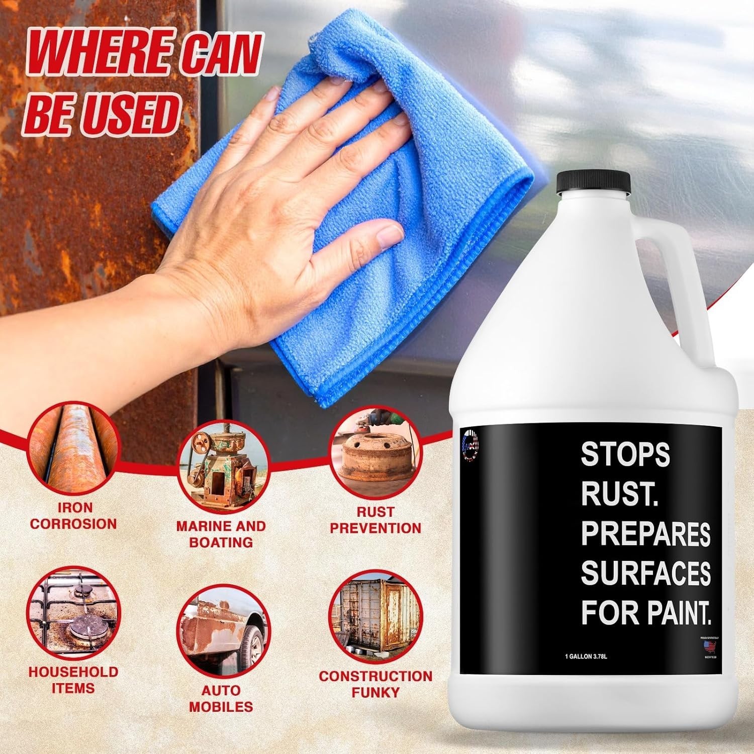 Rust remover for metal tools and surfaces- rust dissolver reusable -1 gallon