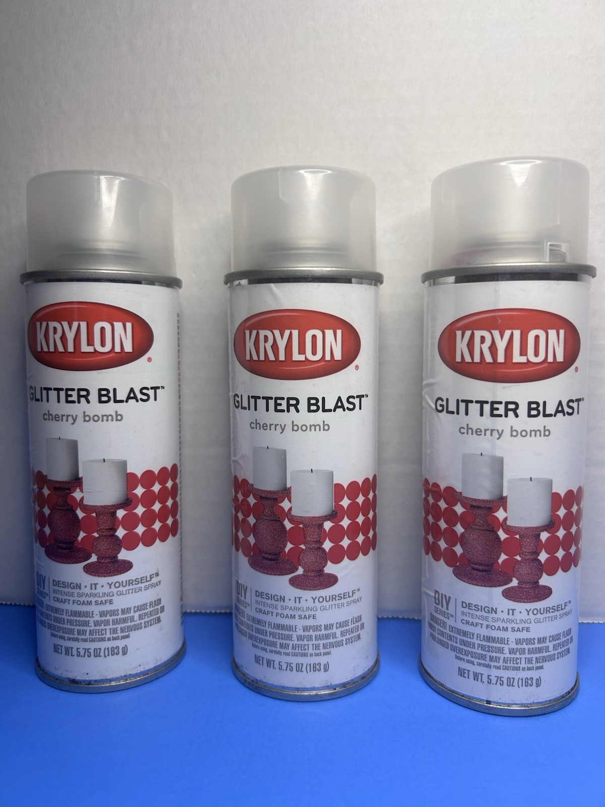 KRYLON Glitter Blast Glitter Spray Paint CHERRY BOMB RED 5.75 oz LOT OF 3