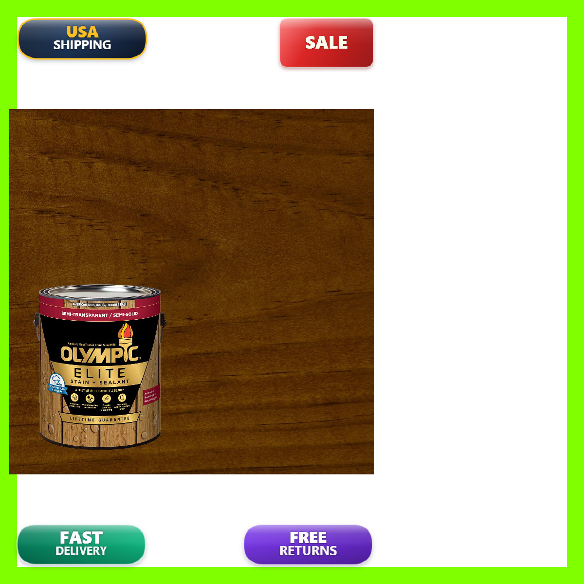 Olympic Elite 1 Gal. American Chestnut Semi-Transparent Stain And Sealant In