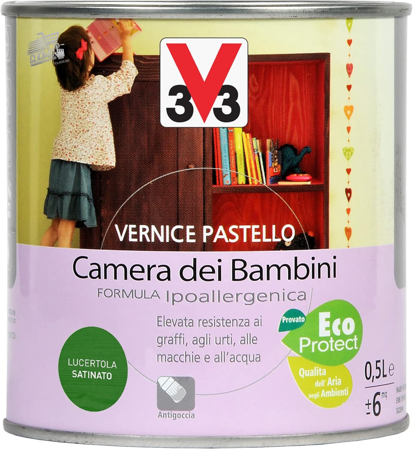 Washable Paint Wall Bedroom Kids Lizard Green 0.5L Opaque Hydropaint