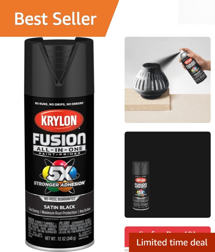 Fusion 12 oz All-In-One Adhesive Black Spray Paint | Rust Resistant & Quick Dry