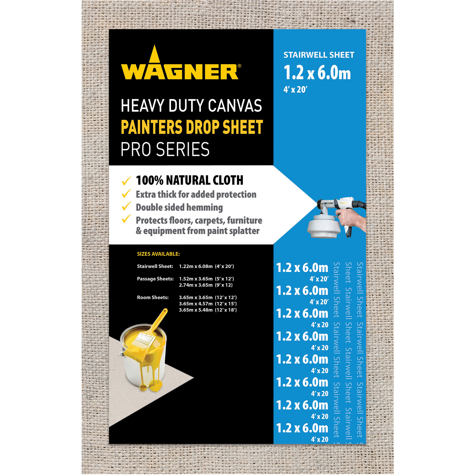 Wagner 1.22 x 6.08m Heavy Duty Canvas Drop Sheet