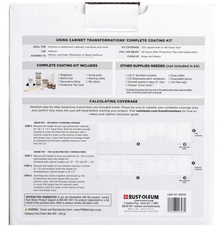 Rust-Oleum Cabinet Transformations Complete Coating Kit Light Tint Base