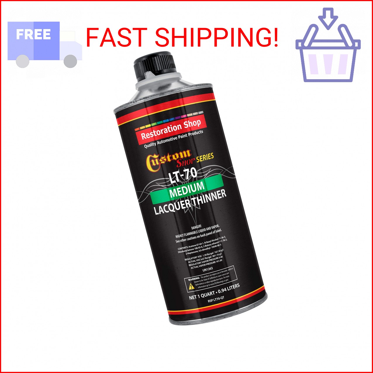 Restoration Shop Acrylic Lacquer Medium Thinner Automotive Grade Low-Temp Topcoa