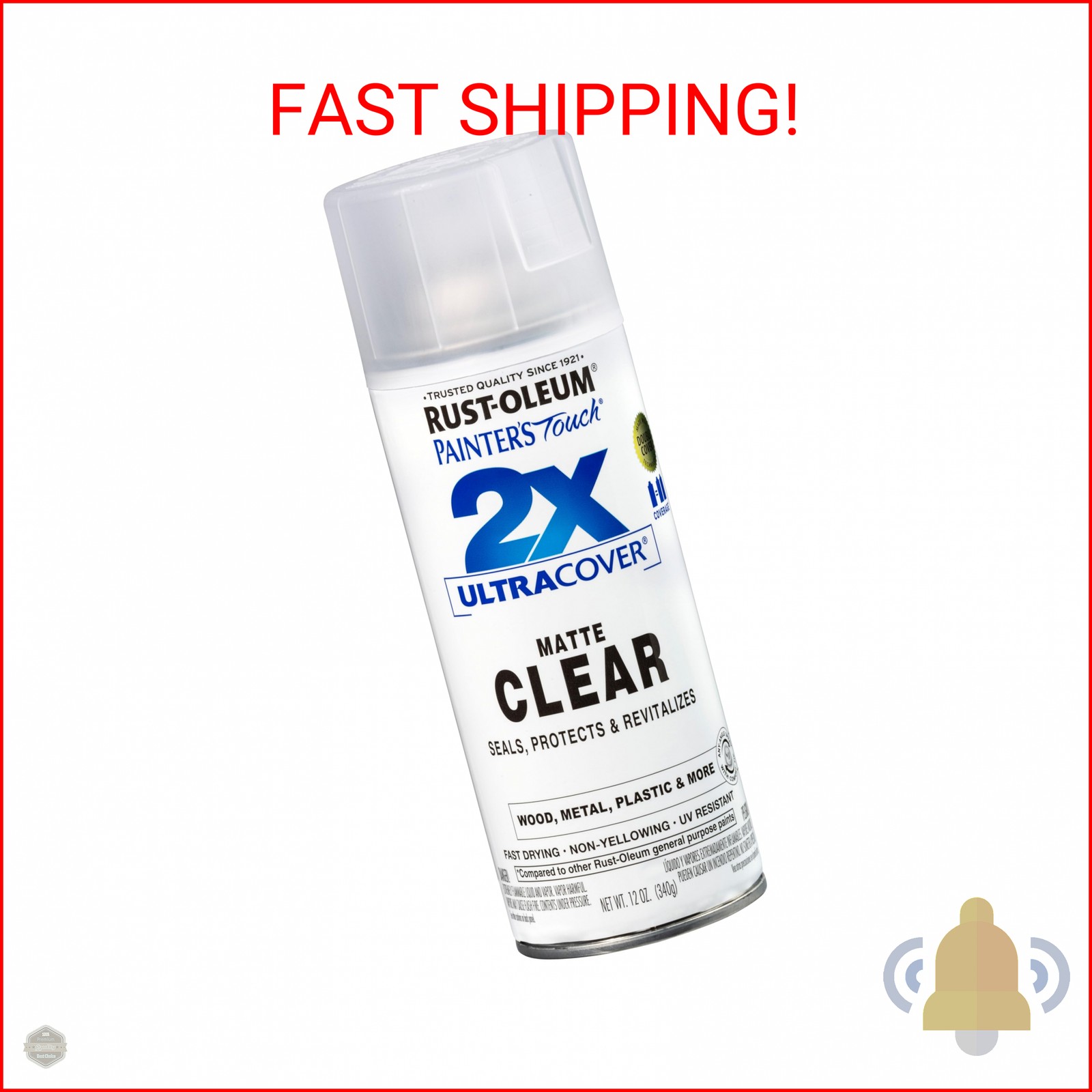 Rust-Oleum 249087 Painter’s Touch 2X Ultra Cover Spray Paint, 12 oz, Matte Clear
