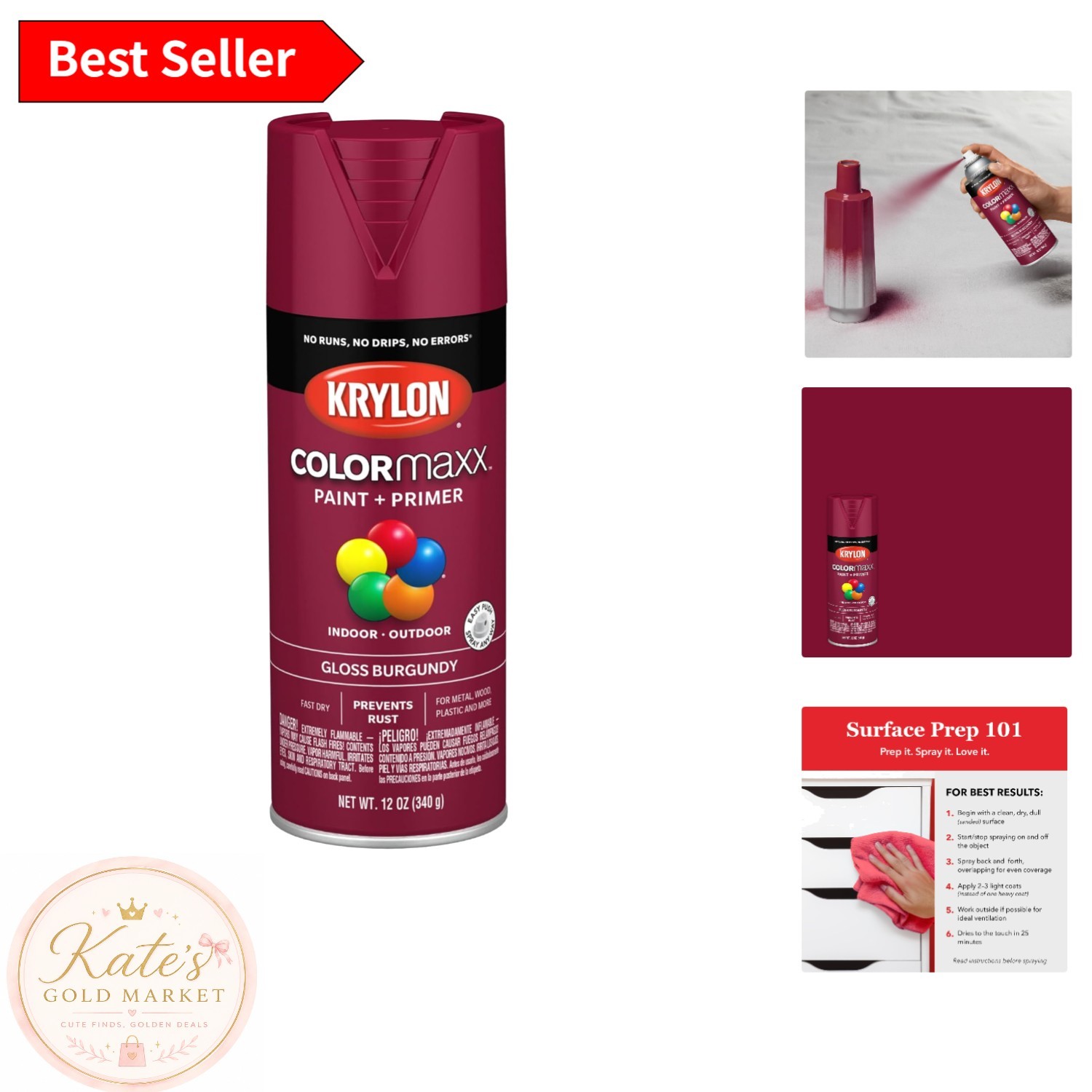 Krylon COLORmaxx 12oz Gloss Burgundy Spray Paint – Ideal for Home DIY Projects