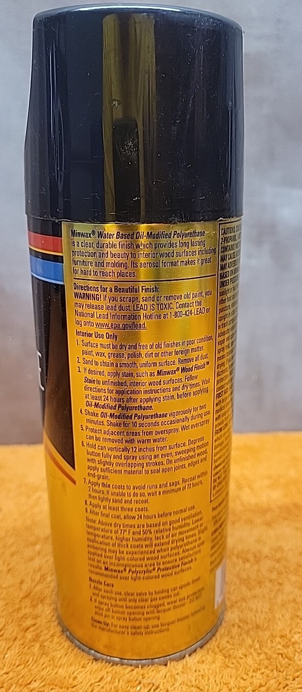 L•Minwax Water Based Oil-Modified Polyurethane Clear Satin Spray 11.5oz Can NOS