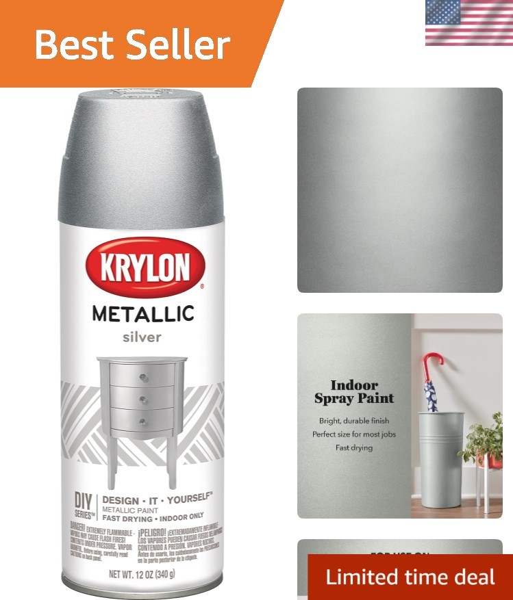 High-Gloss Silver Metallic Spray Paint – 11 oz Fast Dry for Artistic Creations