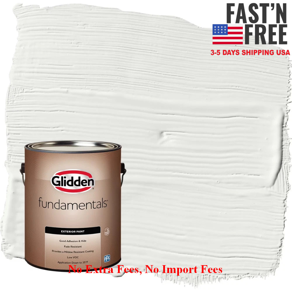 Glidden Fundamentals Exterior Paint, White, Semi-Gloss, 1 Gallon, Durable Finish