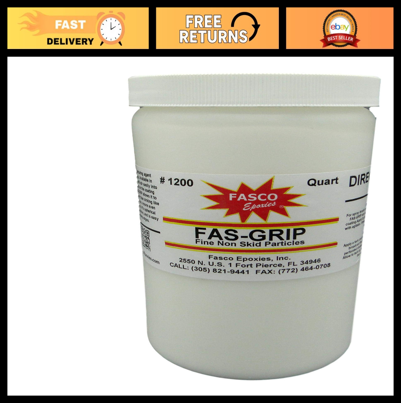 Non-Skid Paint Additive Quart for 5 Gallons – Fine Anti-Slip Particles, Fas-Grip