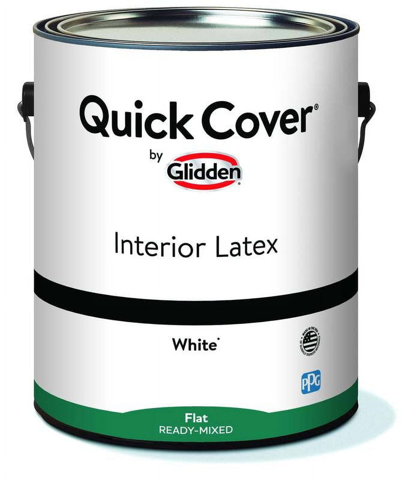 Glidden Quick Cover Interior Latex Paint Flat, White, 1 Gallon