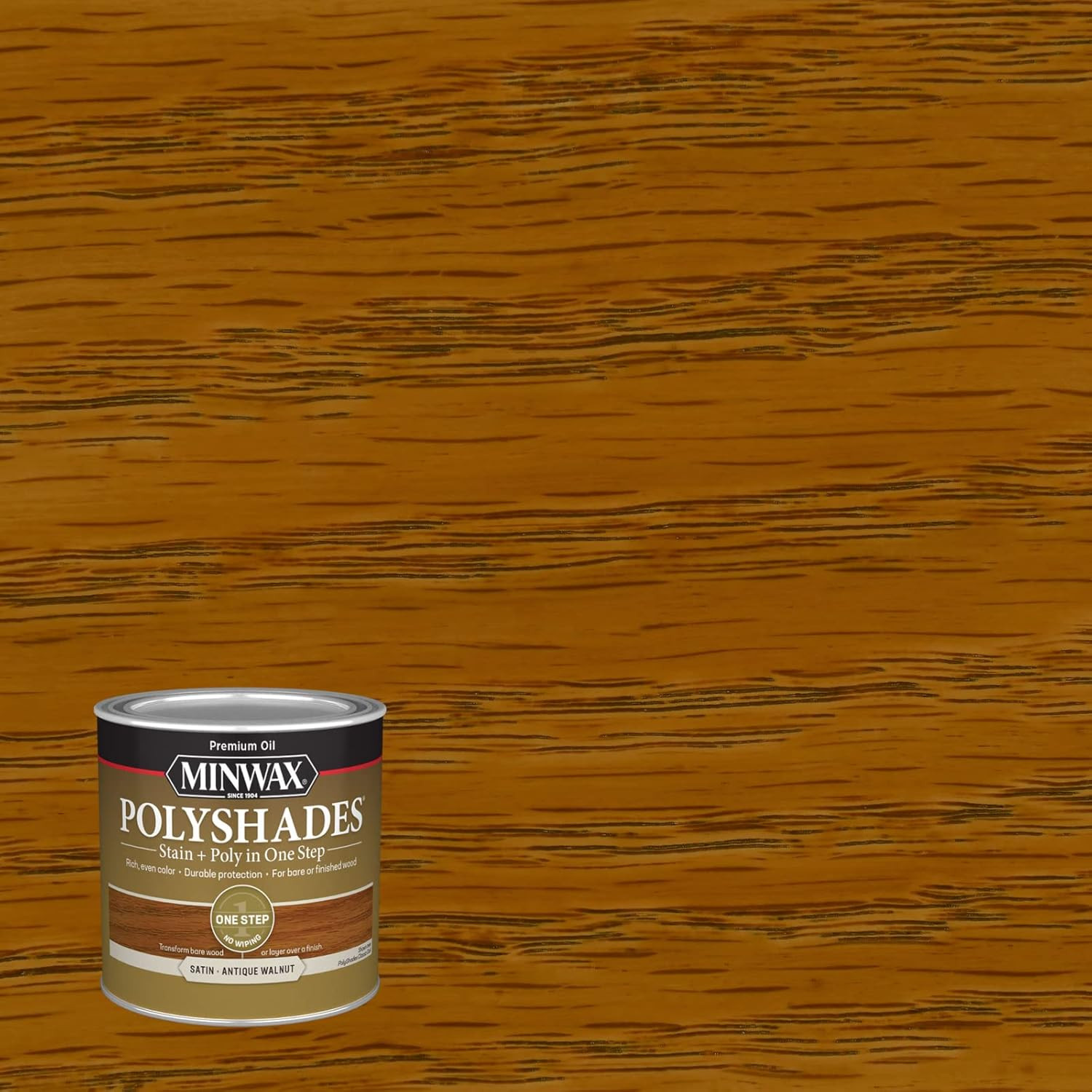 Polyshades Wood Stain + Polyurethane Finish – ½ Pint, Antique Walnut, Satin