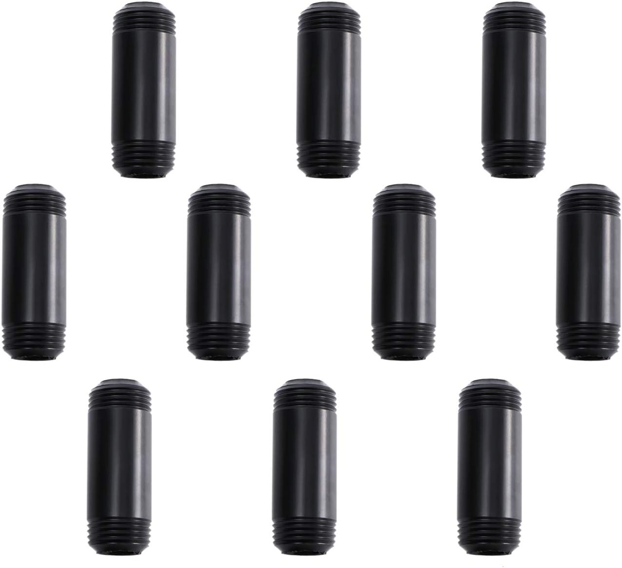 1/2″ X 2″ Black Painted Iron Pipe, 10 Pack Black Paint Finish Threaded Metal Pi