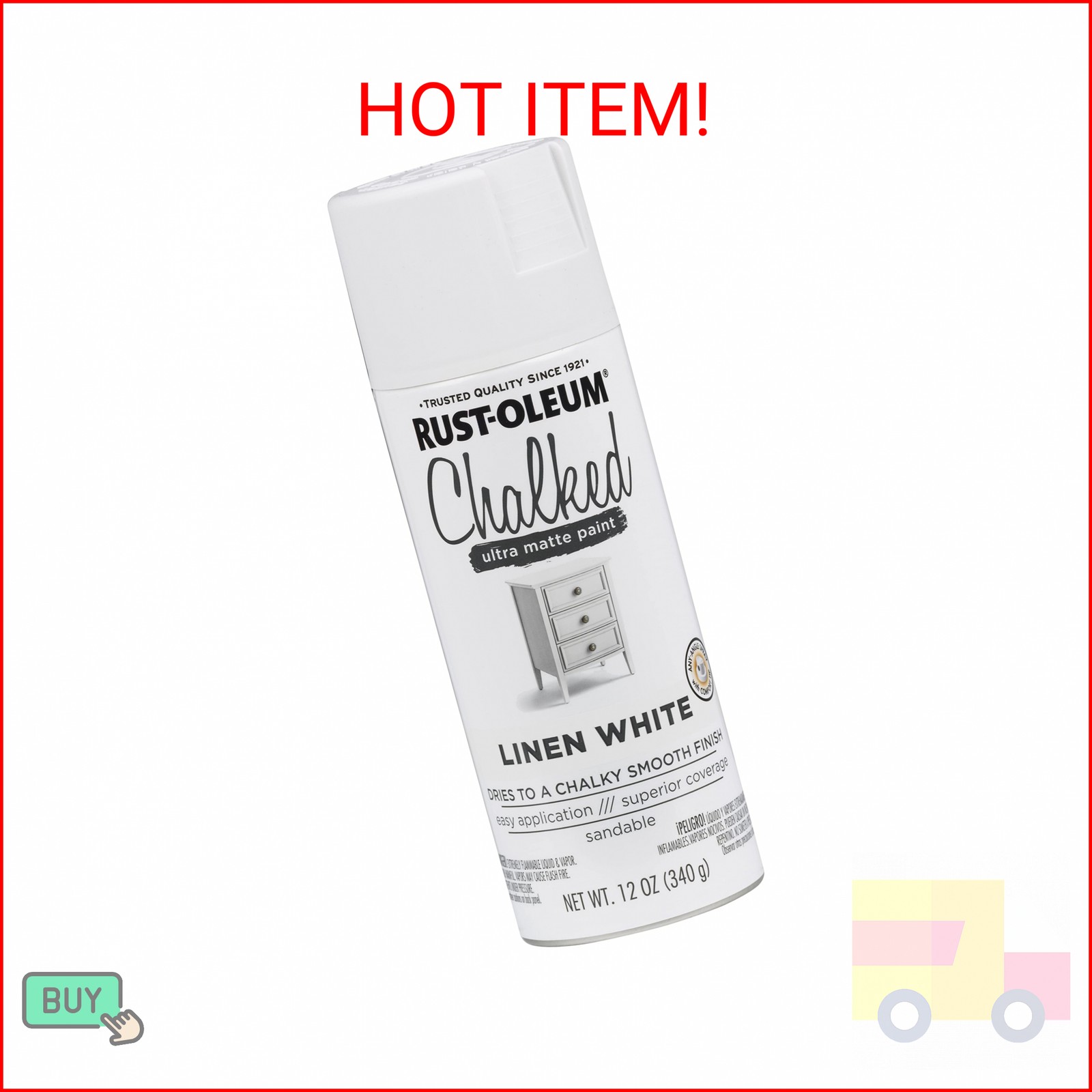 Rust-Oleum Linen White Chalked All-in-One Ultra Matte Spray Paint | One Coat Cov