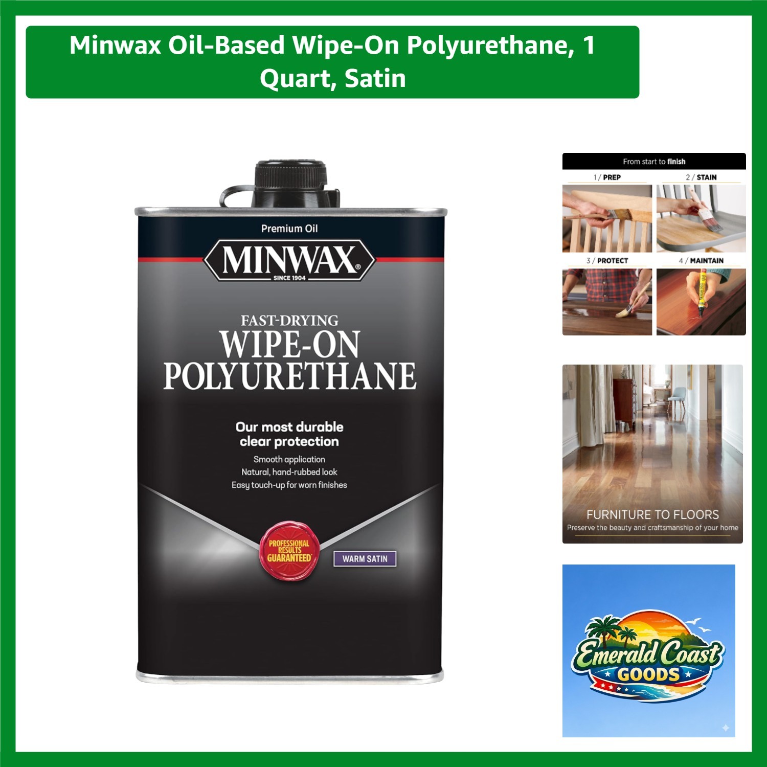 Oil-Based Wipe-On Polyurethane, 1 Quart, Satin