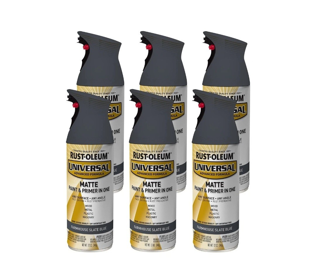 (6)-Rust-Oleum Uni. 12 Oz. Matte Farmhouse Slate Blue Enamel Spray Paint 376723