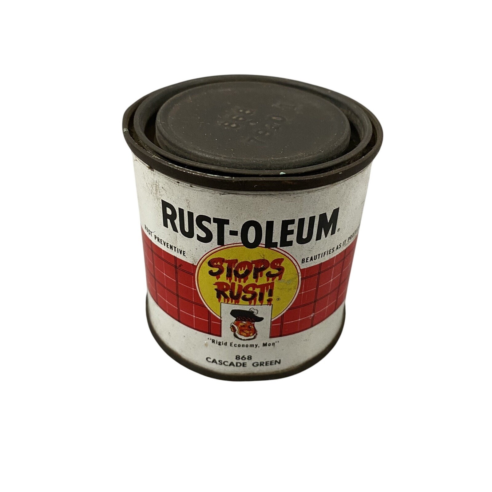 Vintage Rust-oleum Stops Rust 1/2 Pint 8 oz Cascade Green 868 Paint