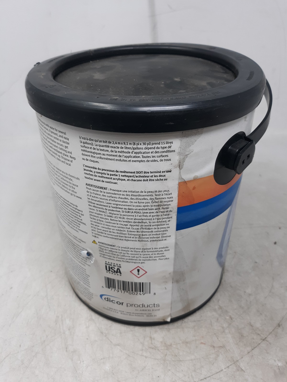 Dicor RP-CRC-1 EPDM Rubber Roof Acrylic Coating – Part 2, White, 1 Gallon