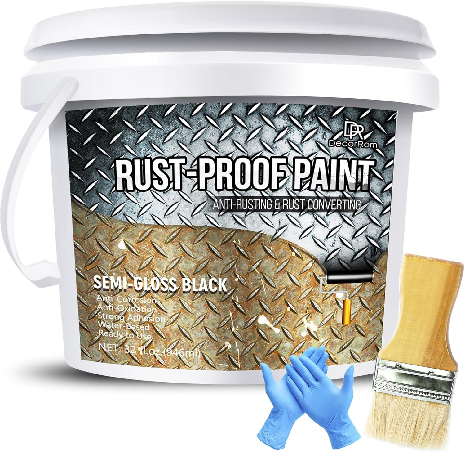 Rust Converter Paint – 32oz Water-Based Rust Reformer & Metal Primer, Semi-Gloss