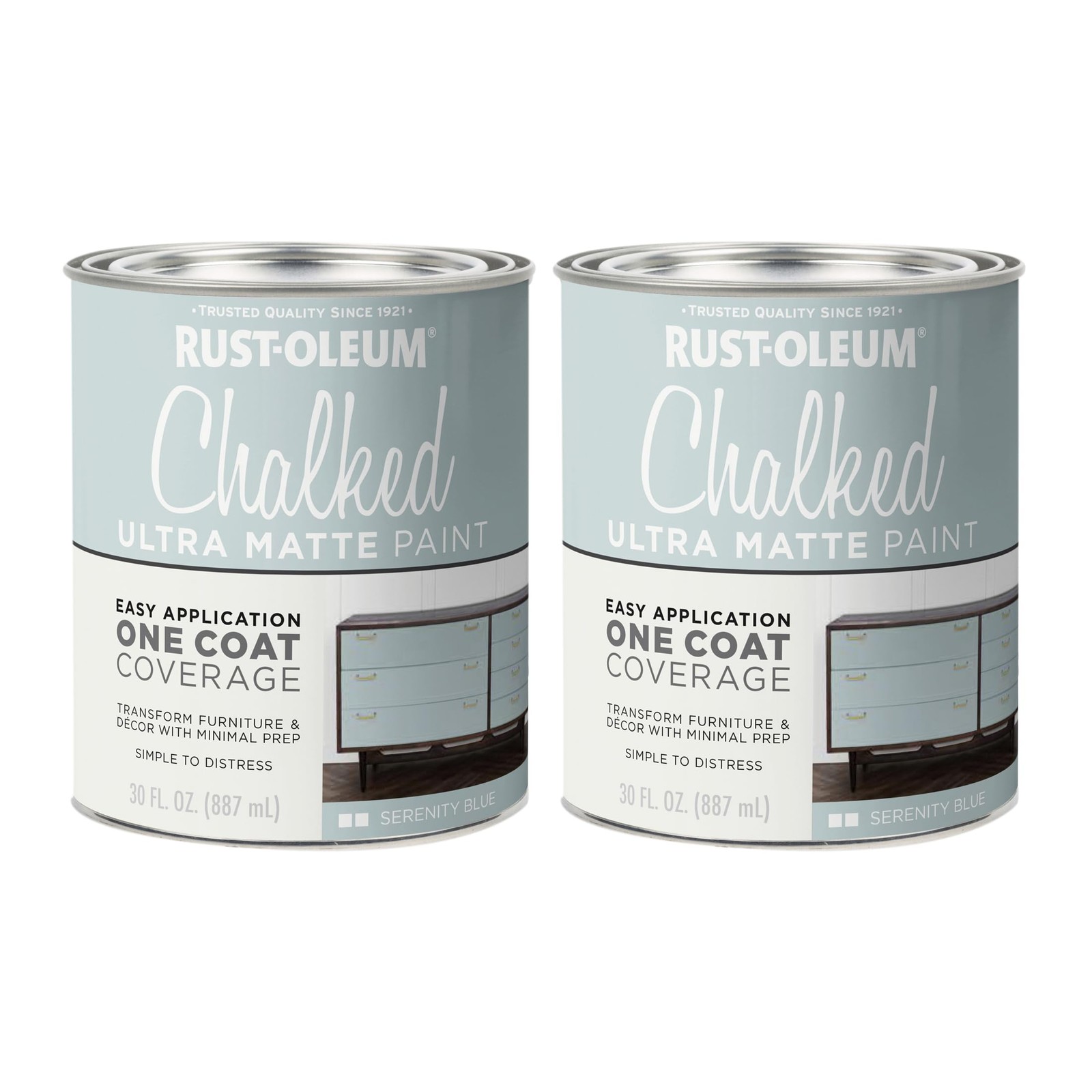 Rust Oleum Chalked Paint 30 Ounce Serenity Blue Pack Of 2 Ultra Matte Finish