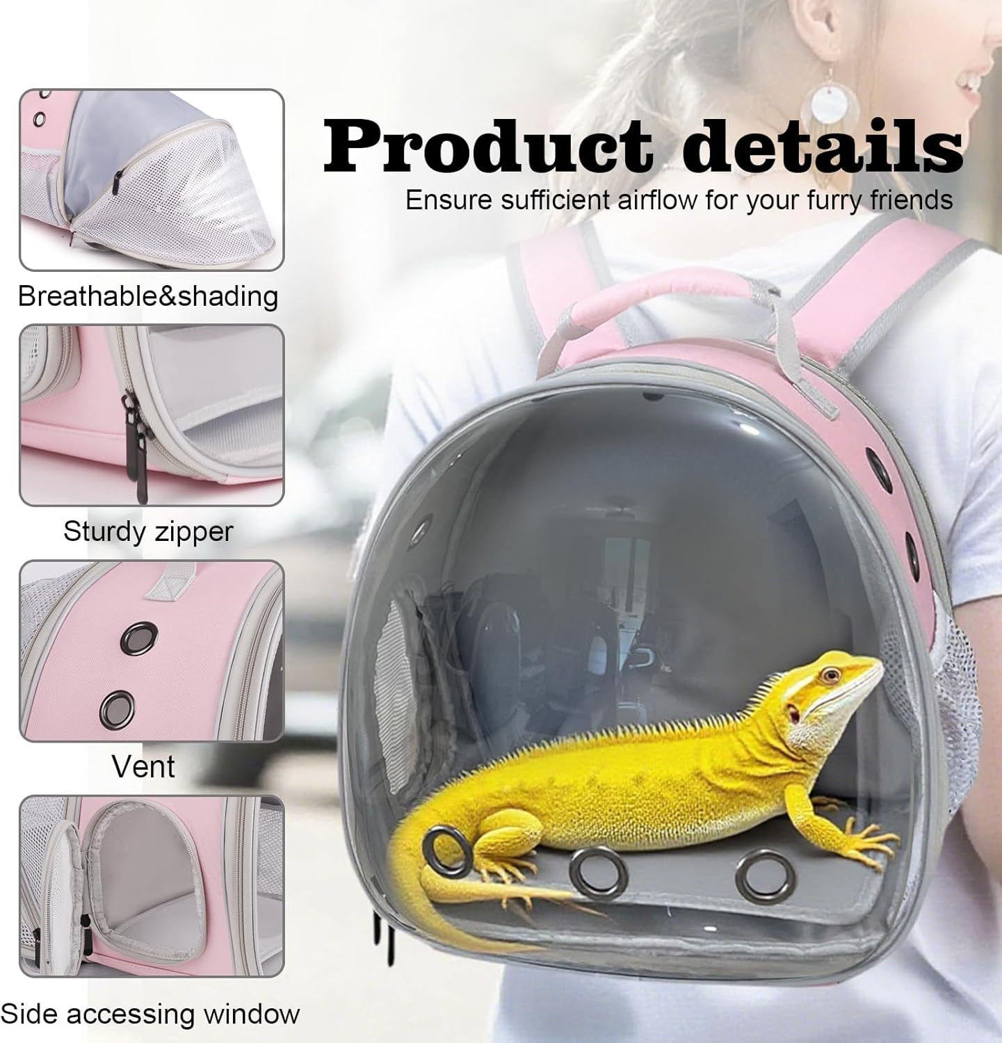 Expandable Small Animal Backpack Carrier with Clear Bubble Window Large Space Tr