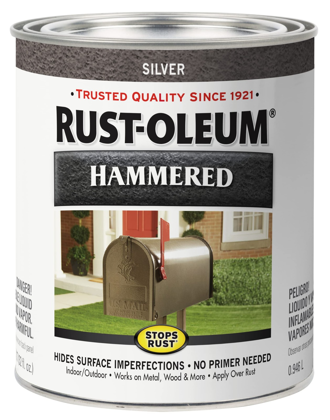 Stops Rust Brush On Protective Enamel Paint, Hammered Silver