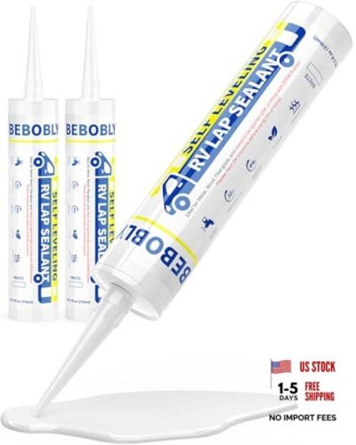 RV Roof Sealant, Self Leveling Lap Sealant White, RV Caulking Sealant 2 Pack