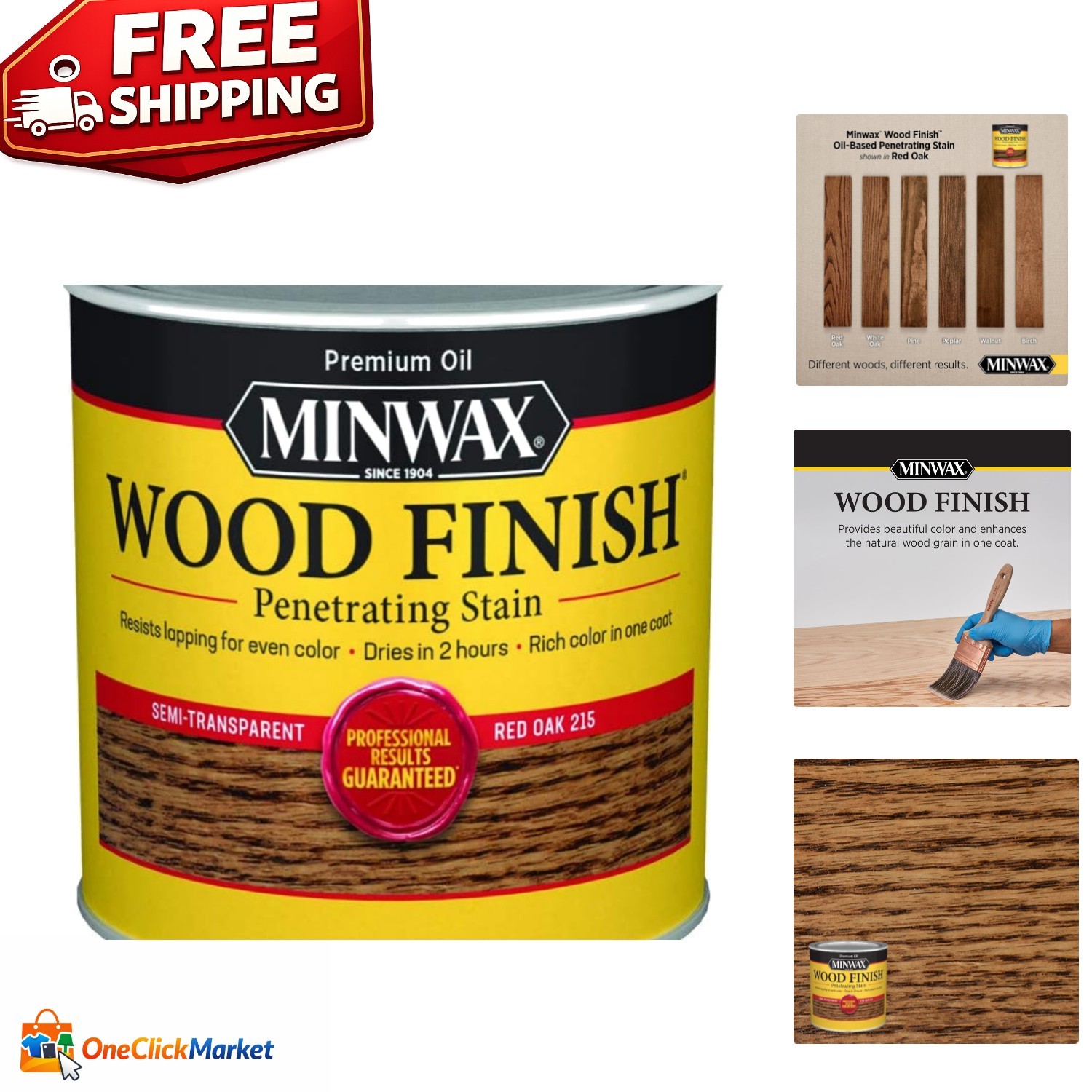 Minwax Red Oak Wood Stain – Half Pint Oil-Based Finish for Interior Projects